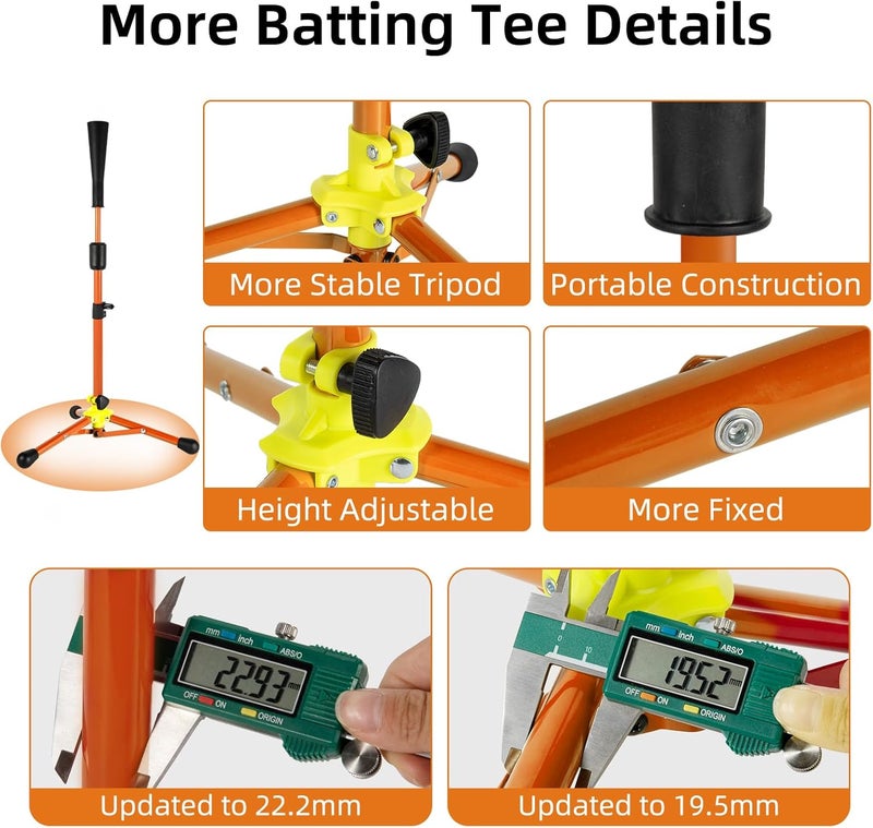 Wiseek 23.5 to 39.76 Inches Baseball Tee for Kids, Batting Tees for Baseball with Carry Bag, Portable Stable Tanner Tee, Baseball Training Equipment Aged 5-12, Softball Tee for Batting and Hitting - Image 5
